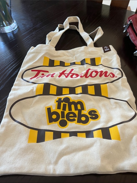 Tim Hortons Handbags - Tim Hortons Cream Canvas Tote Bag with Yellow & Black Accents